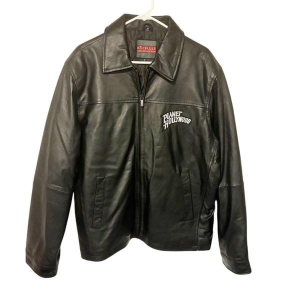 Planet Hollywood Excelled Men’s Collection Medium Black‎ Leather Jacket Lined